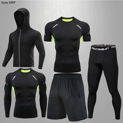 5pcs Men's Sports Suit Gym Fitness Compression Sportswear